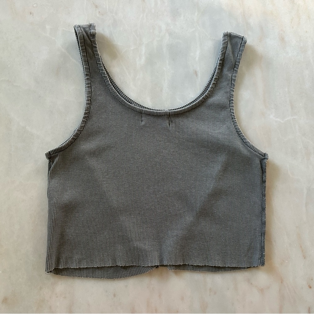 Urban Nation Raw Seam Ribbed Crop Tank Top - Picture 2 of 6